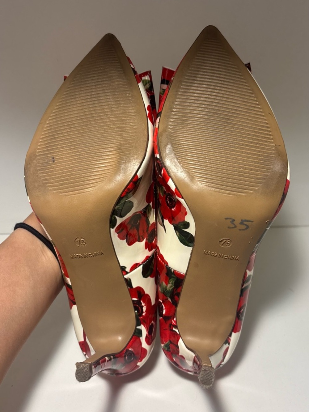 Betsey Johnson Red Floral Bow Pointed-Toe Pumps - White Base - Picture 4 of 4